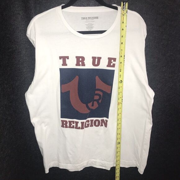 True Religion Men's Blue Red Horseshoe With R inside Graphic T-Shirt Size XL Tee - Picture 6 of 8